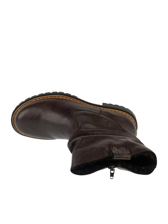 Ghete de Piele Damă până la Gleznă cu Toc Mediu Negre