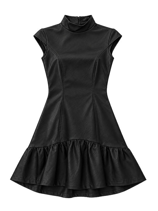 Mini-Abendkleid aus Leder Black