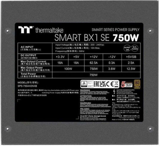 Thermaltake Smart BX1 SE 750W Black Computer Power Supply Full Wired 80 Plus Bronze