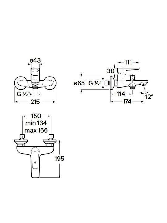 Roca Monodin Thermostatic Bathtub Mixer Faucet