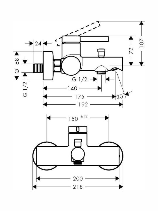 Hansgrohe Zesis Смесител за душ кабина, термостатен, черен