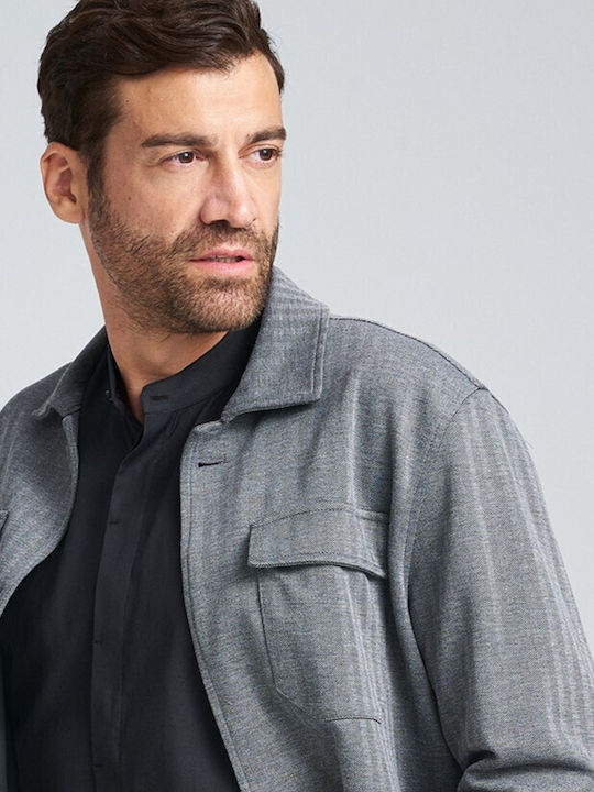 Overshirt Gri cu Mânecă Lungă