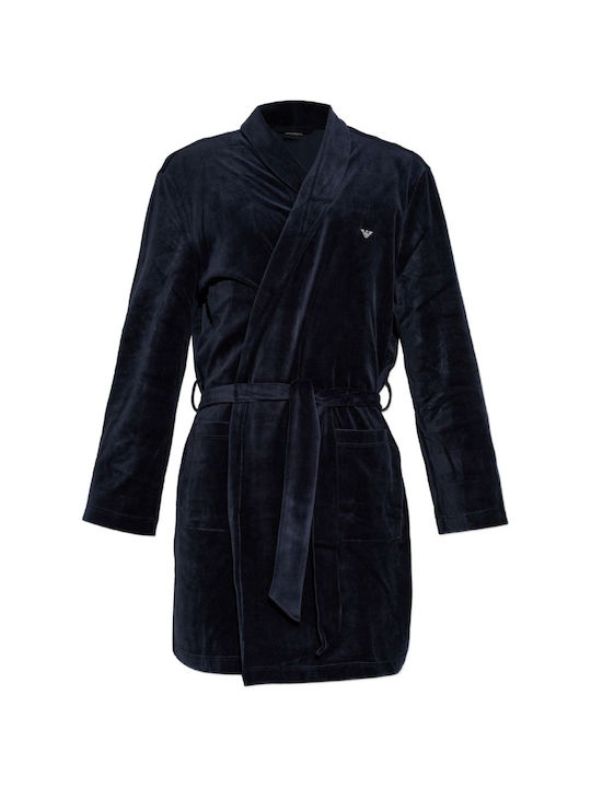 Emporio Armani Winterlicher Herren-Baumwollbademantel Armani Blue