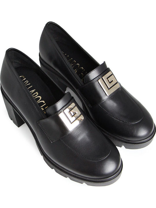 Leather Heels with Medium Heel Black