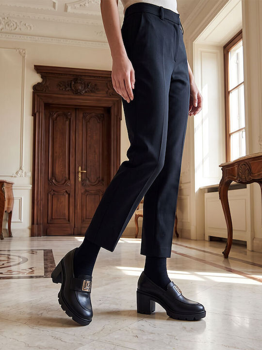 Leather Heels with Medium Heel Black