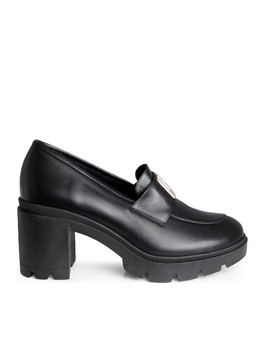Leather Heels with Medium Heel Black
