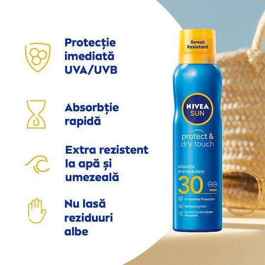 Nivea Protect & Dry Touch Αδιάβροχο Αντηλιακό Mist Προσώπου & Σώματος SPF30 200ml