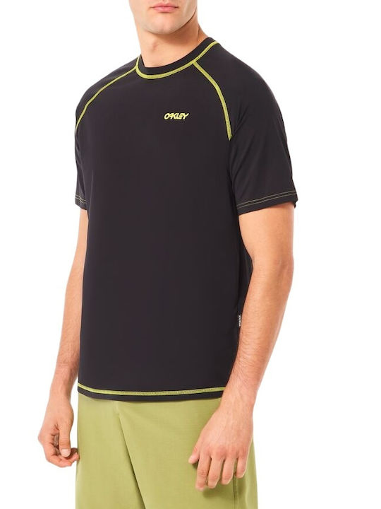 Oakley Tricou cu protecție solară pentru bărbați, cu mâneci scurte, UPF 50+, negru
