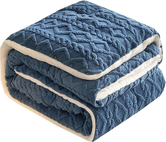 Ehome Sherpa Blanket Double 220x240 cm Light Blue Sherpa Double Knitted Blanket 220x240 LUC-PLEXTO220-Light Blue