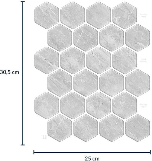 3D Wall Panels Self-Adhesive Plastic Grey 30.5x25cm