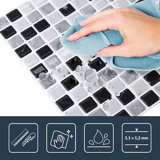 Panou de Perete 3D din Plastic Autoadeziv Negru 30.5x25 cm