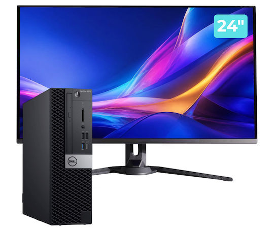 Dell OptiPlex 5070 + 24" Monitor Refurbished Grade A (Core i5-9400/8GB/256GB SSD/No OS)