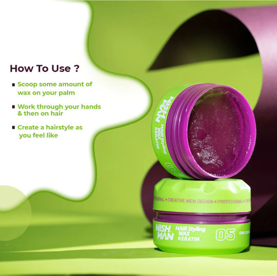 NISHMAN Hair Wax 05 Keratin Κερί για Δυνατό Κράτημα & Ματ Αποτέλεσμα 150ml