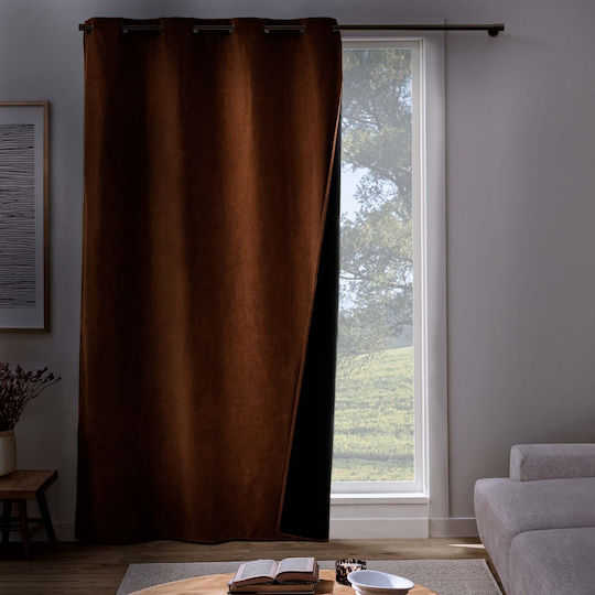 Κουρτίνα με Τρουκς L-c Isolia Camel 140x260εκ.