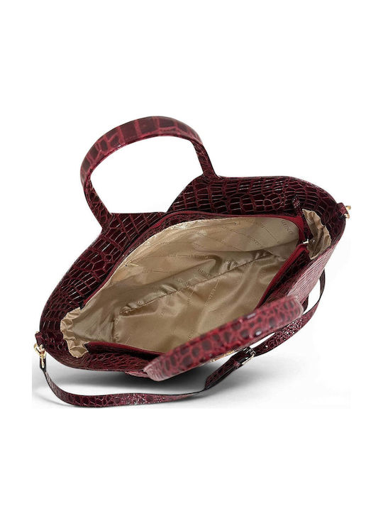 Women's Shoulder Tote Bag Croco Gloss Burgundy