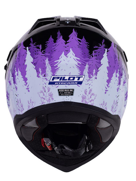 Pilot Atacama SV Summit Blau/Lila Glänzender On-Off-Motorradhelm ECE 22.06 1550 g mit Pinlock und Sonnenblende
