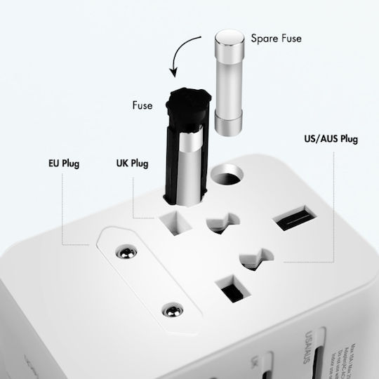 LogiLink Cable-Free Charger with 2 USB-A Ports and 1 USB-C Port 20W Power Delivery White (PA0356)