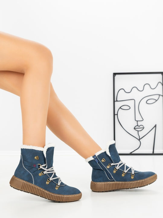 Women's Ankle Boots with Platform Blue