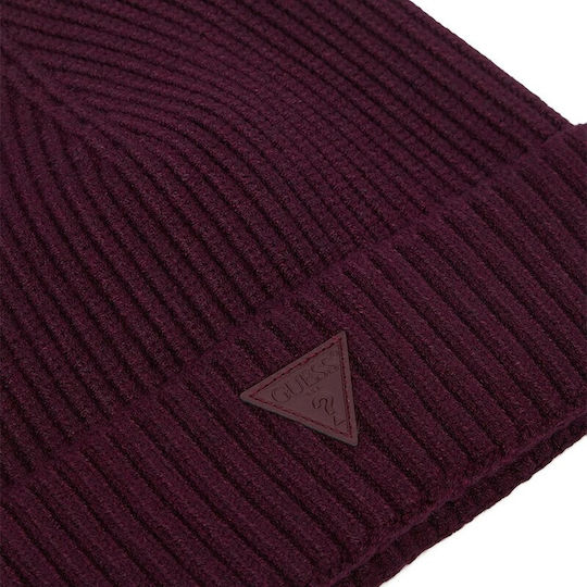Women's Knitted Beanie in Burgundy