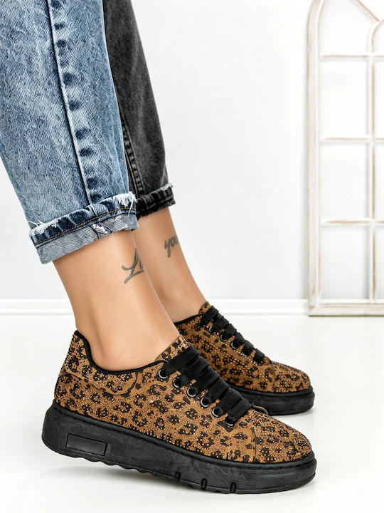 Damen Flatform-Sneakers Braun