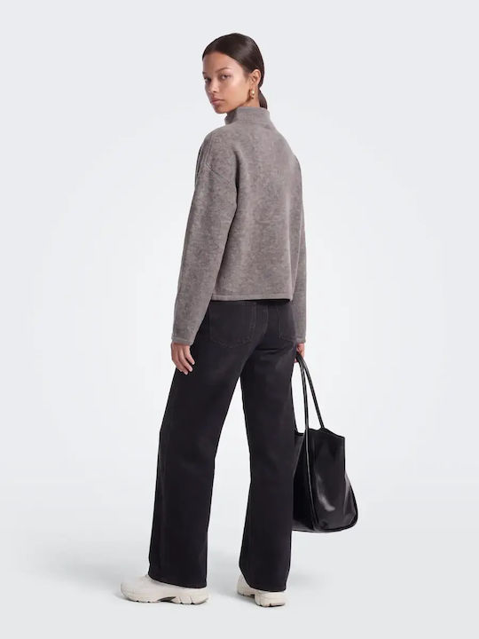 Only Damen-Pullover mit langen Ärmeln und Reißverschluss Braun