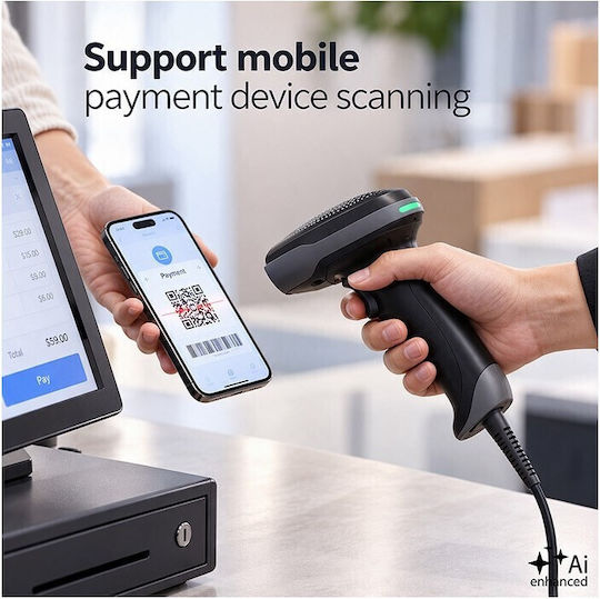 Qoltec Scanner Portabil cu Capabilitate de Citire Coduri de Bare 1D