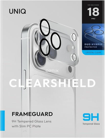 Uniq Uniq Optix Clearshield Frameguard Протектор за обектив на камера за Apple iPhone 18 Pro с кристално прозрачен апликатор