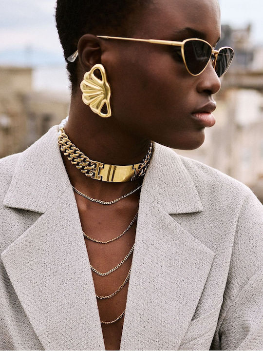 Kaleido Choker in Gold-Plated Steel with Pearls