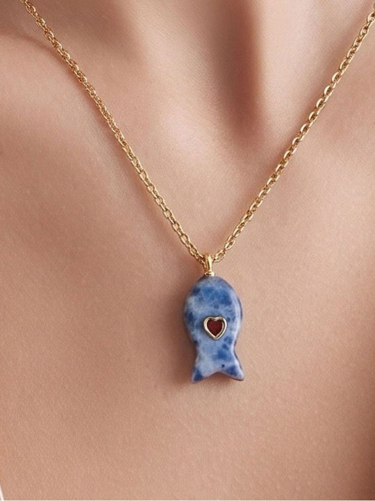 Kaleido Gold-Plated Blue Necklace