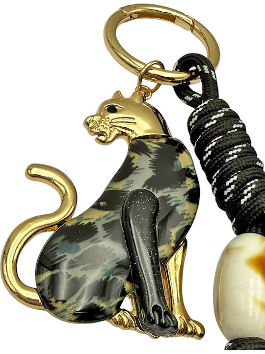 1492 Keychain Bag Charm Panther Gold Details Savil Black