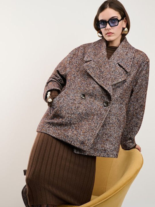 Damenmantel Braun Oversized mit Knöpfen