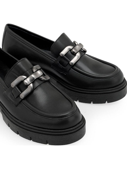 Leather Women's Loafers in Black