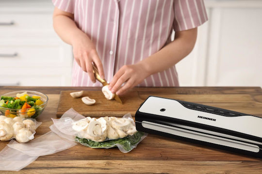 Aparat de Sigilare în Vid pentru Alimente Heinner Foodseal Hav-y136bkss 130 W Alimente Uscate și Lichide 5–6 L Min Lățime de Sigilare 30 Cm Negru Detalii din Oțel Inoxidabil