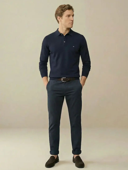 Long Sleeve Dark Blue Polo Shirt