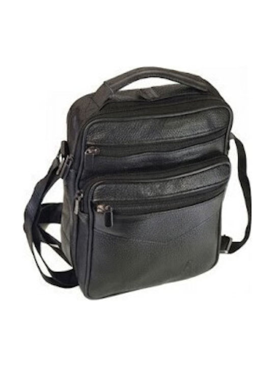 Geantă De Umăr / Tip Crossbody Bărbătească Din Piele Neagră