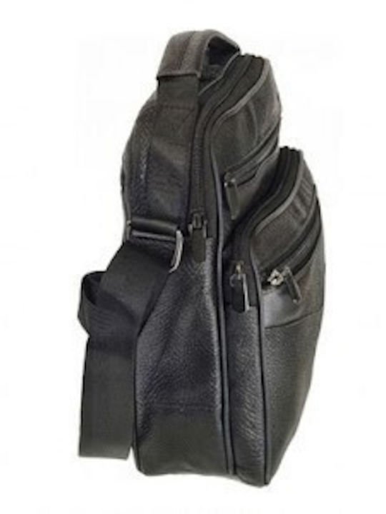 Geantă De Umăr / Tip Crossbody Bărbătească Din Piele Neagră