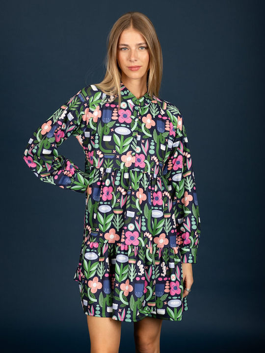 Nicole Mini Σεμιζιέ Φόρεμα Floral