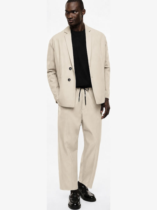 Pantaloni Bărbătești de Costum Baggy Bej