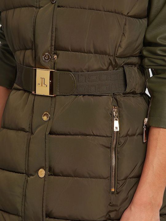 Damen-Winterjacke ohne Ärmel Khaki