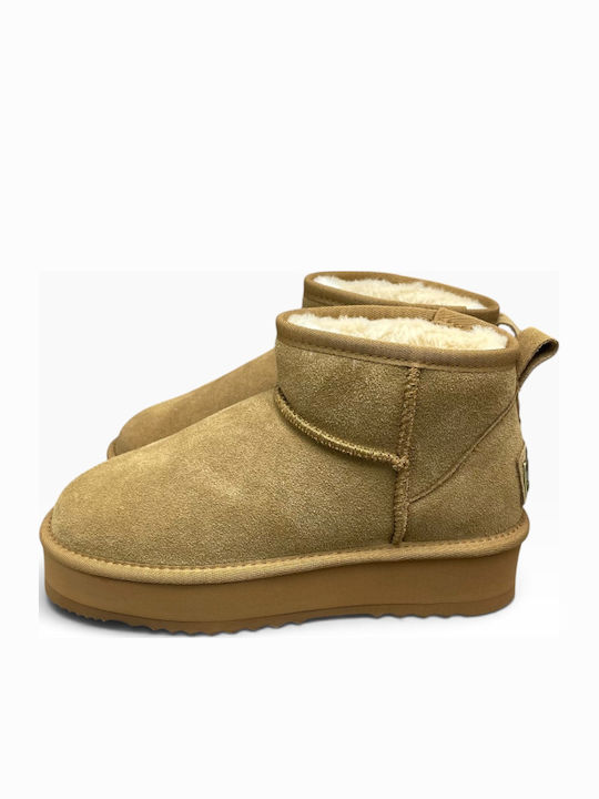 Leather Women's Ankle Boots with Fur Cuero