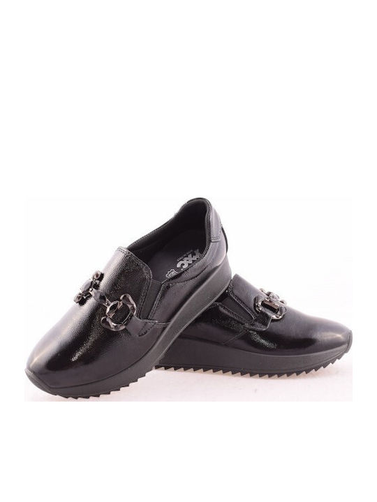Ανατομικά Γυναικεία Slip-On Δερμάτινα Μαύρα