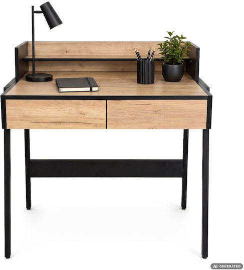 Birou Secretar Din Lemn Black Cu Picioare Metalice 78x48x95cm