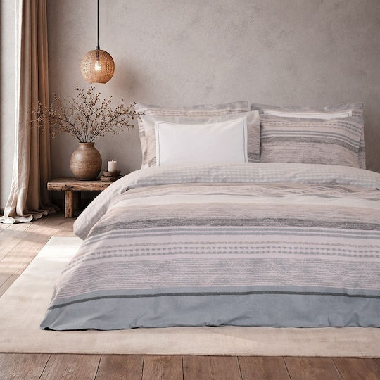 Nima Seya Super-Double Bed Sheet Set 240x260cm Beige-Grey (4 pcs)