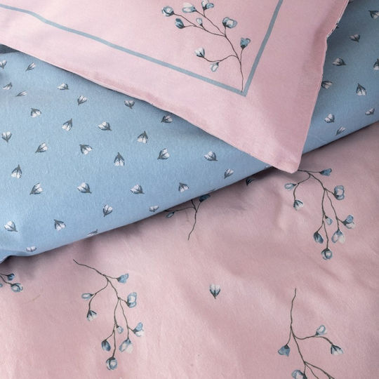 Nima Elisa Super-Double Fitted Sheet Set 165x200+32cm Pink-Blue (4pcs)