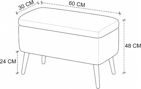 Табуретка с Място за съхранение, тапицирана с плат Viona Бяла 60x30x48 см