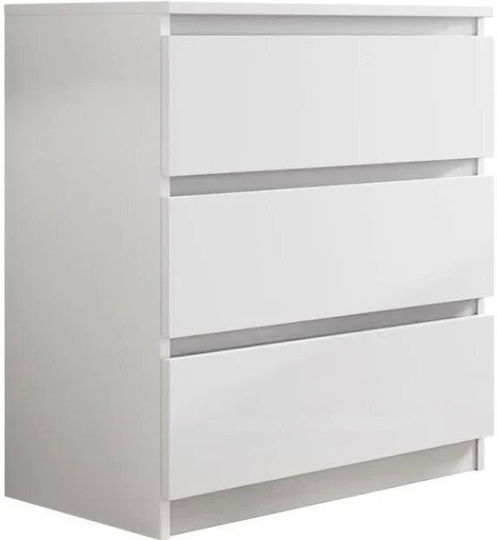 Juniper 3S Wooden Chest of Drawers with 3 Drawers White 70x40x77cm