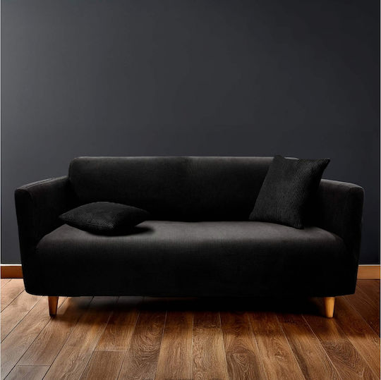 Sacha Noir Husă Elastică Canapea cu trei locuri Noir 245x86cm 1buc 1612928