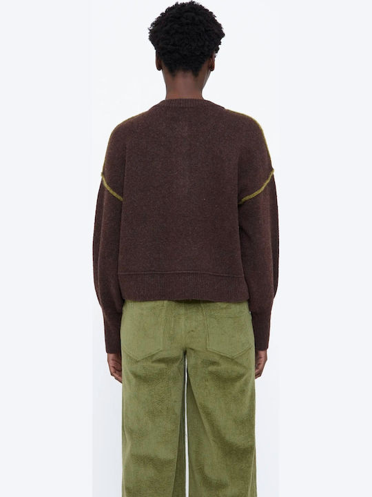 Дамски пуловер с дълъг ръкав Brown Green