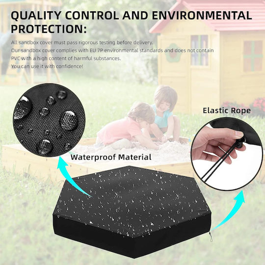 Waterproof Protective Dining Table Cover Sandbox Cover 230x200cm In Black Color