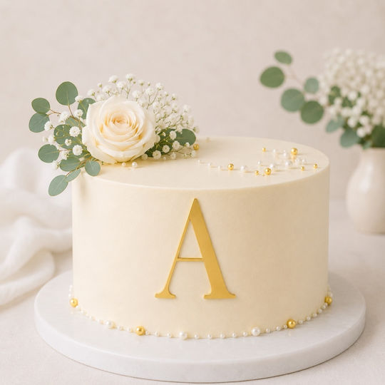 Acrylic Cake Topper Letter A Gold Model 9 Cm Lumea